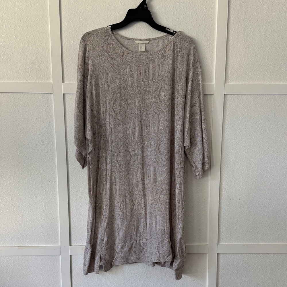 Patterned Beige Tunic Dress